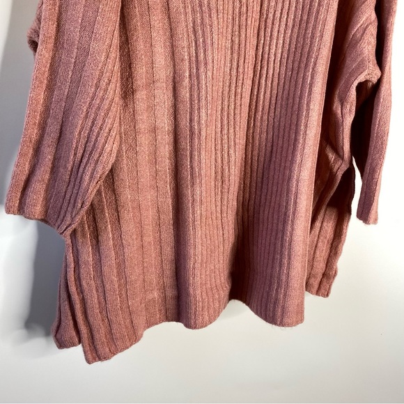 Topshop Women Open Front Cardigan Sz XS Dusty Pink Ribbed Pockets Drop Shoulder - Picture 8 of 13